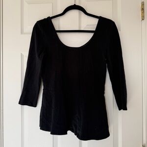 Express Black Peplum Shirt With Exposed Back Zipper Size Medium